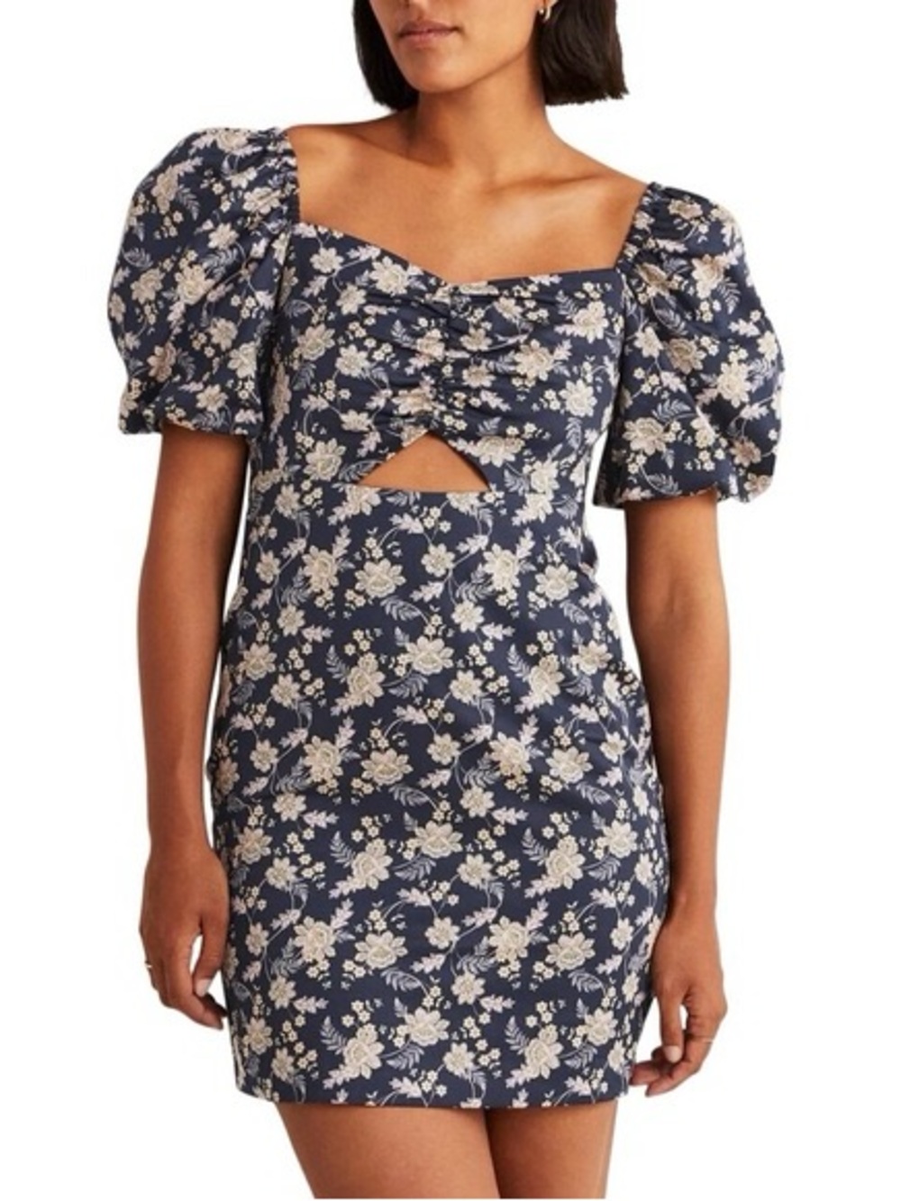 Boden floral cut out dress 💙 puff sleeves